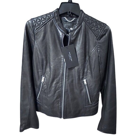 Marc New York Andrew Marc Womens Leather Motorcycle Jacket Black S NWT MSRP $350 - Picture 8 of 9